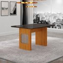 Ver imagem 3 de Mesa de Jantar Lara 120x80 Canto Copo com Vidro Cinamomo Chumbo - Leifer