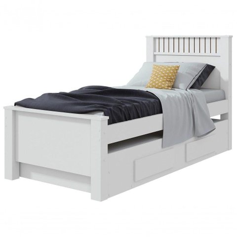 Cama Solteiro Bibox 2 Gavetas Athenas - Lopas Branco