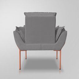 Poltrona Decorativo Luxo Cinza- Base Ferro Rose - 5
