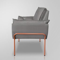 Poltrona Decorativo Luxo Cinza- Base Ferro Rose - 2