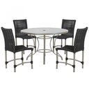 Ver imagem 1 de Mesa Ascoli 100 Cm com 4 Cadeiras Cannes de Alumínio, Pintura Fendi e Trama Tela de Corda Náutica