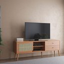 Ver imagem 7 de Rack Retrô Sala de Estar 1,80 m com Palhinha Indiana 2 Gavetas e Porta de Correr 100% MDF Dalla