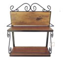 Ver imagem 1 de prateleira decorativa ferro e madeira dupla suporte multiuso de parede 50x40 cm cozinha jardim