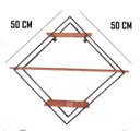 Ver imagem 3 de prateleira ferro e madeira design diamante parede decoração multiuso cozinha jardim banheiro