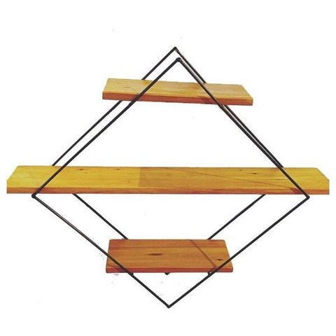prateleira ferro e madeira design diamante parede decoração multiuso cozinha jardim banheiro