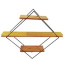 Ver imagem 1 de prateleira ferro e madeira design diamante parede decoração multiuso cozinha jardim banheiro