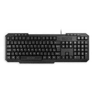 Teclado USB Multimídia Slim Cor Preto QWERTY Português Brasil Resistente a agua Multilaser TC206