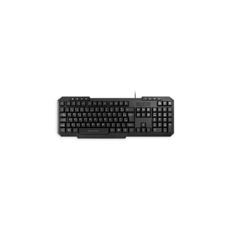 Teclado USB Multimídia Slim Cor Preto QWERTY Português Brasil Resistente a agua Multilaser TC206