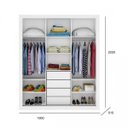 Ver imagem 4 de Guarda-Roupa Casal 3 Portas de Correr 4 Gavetas News Marrom/Branco/Carvalho