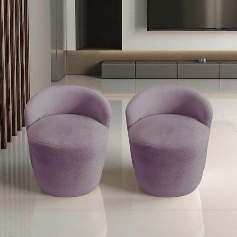 Kit 2 Poltronas Decorativa Yara Orgânica Veludo Rosê