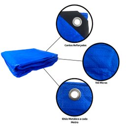 Lona Polietileno 8x4 M com Cantos Reforçados Azul Famastil - 2 Lona Polietileno 8x4 M com Cantos Reforçados Azul Famastil - 2