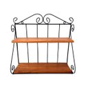 Ver imagem 1 de prateleira dupla Ferro e madeira Porta Temperos Flor Xícaras Estante suporte parede multiuso