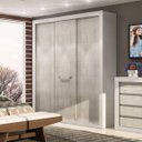 Ver imagem 1 de Guarda-Roupa Casal 3 Portas de Correr 4 Gavetas News Bege/Branco/Fresno