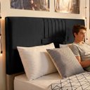 Ver imagem 5 de Cabeceira Painel Estofada Nevada Suede Preto Casal 1,40m para Cama Box - Arkell