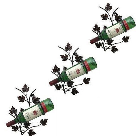 TRIO ADEGA DE PAREDE SUPORTE PARA GARRAFAS DE VINHO EM FERRO ARTESANAL