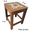 Ver imagem 2 de banco quadrado banqueta puff seat garden madeira de demolição com azulejo ladrilho hidráulico