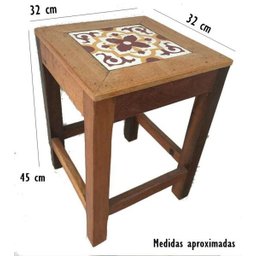 banco quadrado banqueta puff seat garden madeira de demolição com azulejo ladrilho hidráulico - 2
