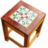banco quadrado banqueta puff seat garden madeira de demolição com azulejo ladrilho hidráulico - 1