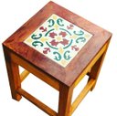 Ver imagem 1 de banco quadrado banqueta puff seat garden madeira de demolição com azulejo ladrilho hidráulico