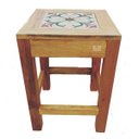 Ver imagem 3 de banco quadrado banqueta puff seat garden madeira de demolição com azulejo ladrilho hidráulico