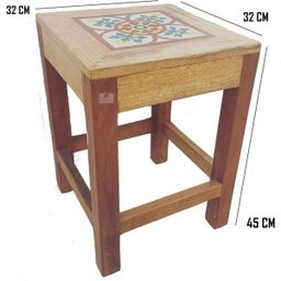 banco quadrado banqueta puff seat garden madeira de demolição com azulejo ladrilho hidráulico - 5