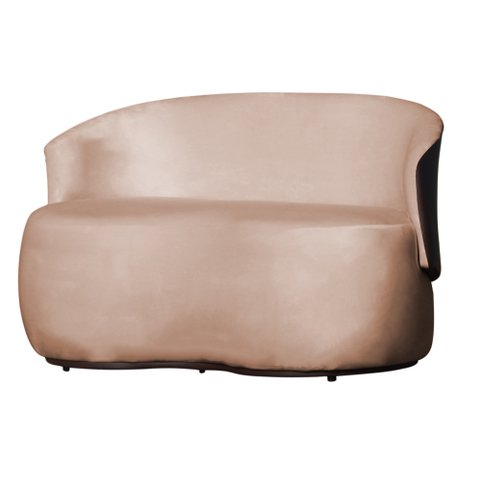 Namoradeira 2 Lugares Orgânica Decorativa Beatriz Veludo Rosa/pu Marrom - Montanaris Decor