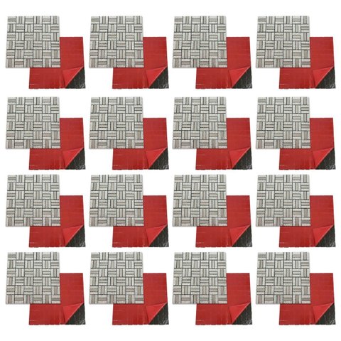 Pastilha de Vidro Adesiva Parede Kit 16 Uni Sala Cozinha Banheiro Sala Decorativa Facil Aplicacao Mo
