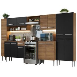 Armário de Cozinha Completa 325cm Rustic/Preto/Rustic Emilly Madesa 02 - 3