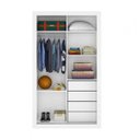 Ver imagem 3 de Guarda-Roupa Solteiro 2 Portas de Correr 4 Gavetas News Bege/Branco/Fresno