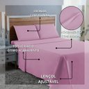 Ver imagem 4 de Kit Roupa Cama Casal 100% Algodão 4 Peças Percal 300 Fios Hotel Pousada:rosa Bebe