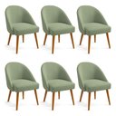 Ver imagem 1 de Kit 06 Cadeiras Poltrona de Jantar Estofada Luna Boucle Pés Palito Castanho - Pallazio