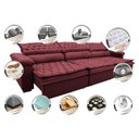 Ver imagem 3 de Sofá Retrátil e Reclinável 3.82m Molas Ensacadas Cama inBox Botonê Espuma Viscoelástico Vinho
