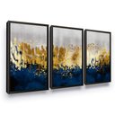 Ver imagem 2 de Quadro de Parede Moldura Abstrato Azul e Dourado Sala Hall