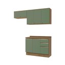 Ver imagem 1 de Armário de Cozinha Compacta 3 Gavetas 100% Mdf 200cm Nogueira/verde Celeste Kappesberg