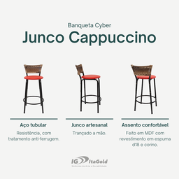 Kit 2 Bancos para Bancada Cozinha Gourmet Junco Cappuccino Balcão Ilha Banqueta 60cm Itagold - 3