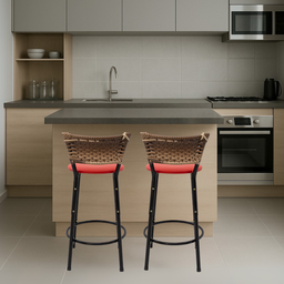 Kit 2 Bancos para Bancada Cozinha Gourmet Junco Cappuccino Balcão Ilha Banqueta 60cm Itagold - 6