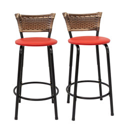 Kit 2 Bancos para Bancada Cozinha Gourmet Junco Cappuccino Balcão Ilha Banqueta 60cm Itagold - 1
