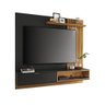 Home Suspenso Ipameri 1.8 Ripado com Luminária e Prateleira para TV 65 Polegadas Noce Milano/ Preto  - 1
