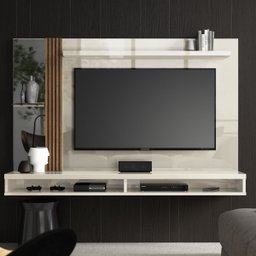 Painel Paris Tv até 55 Polegadas C/espelho e Lateral Ripada:off White/naturale - 2