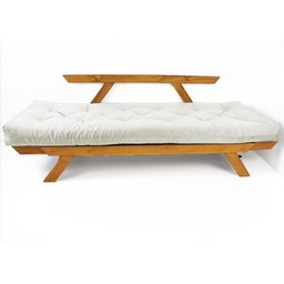 Sofá Japão Futon Sarja Impermeável Branco Off Madeira Cor Mel - 4
