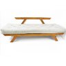 Sofá Japão Futon Sarja Impermeável Branco Off Madeira Cor Mel - 4