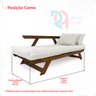 Sofá Japão Futon Sarja Impermeável Branco Off Madeira Cor Mel - 6