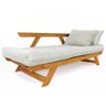 Sofá Japão Futon Sarja Impermeável Branco Off Madeira Cor Mel - 3