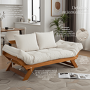 Ver imagem 4 de Sofá Japão Futon Sarja Impermeável Branco Off Madeira Cor Mel