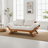 Sofá Japão Futon Sarja Impermeável Branco Off Madeira Cor Mel - 5