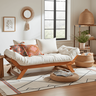 Sofá Japão Futon Sarja Impermeável Branco Off Madeira Cor Mel - 3