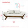 Sofá Japão Futon Sarja Impermeável Branco Off Madeira Cor Mel - 5