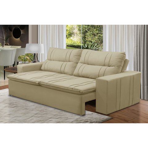 Sofá Retrátil e Reclinável 2 lugares com Molas 1,50m Eloa Suede Bege Madelina