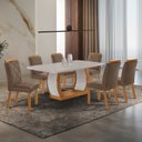 Ver imagem 1 de Conjunto de Mesa de Jantar Kate 180 Tp MDF Canto Copo 6 Cadeiras Irlanda