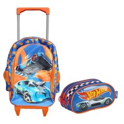 Kit Mochila com Rodinhas Hot Wheels e Estojo Escolar Infantil Triplo Ei491505hw Azul - Maxlog - 1 Kit Mochila com Rodinhas Hot Wheels e Estojo Escolar Infantil Triplo Ei491505hw Azul - Maxlog - 1